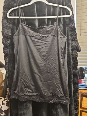 Maurices Black Lace-Trim Satin Chemise